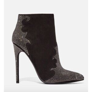 JustFab Black Ankle Boots with Silver Accents